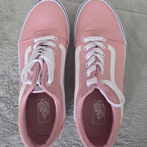Vans Women's Pink and White Sneakers